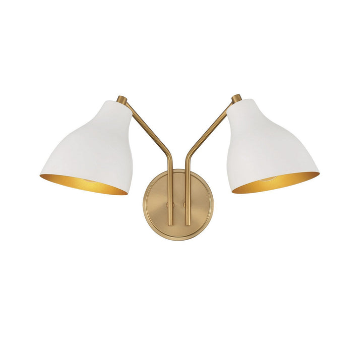 Meridian - M90075WHNB - Two Light Wall Sconce - White with Natural Brass