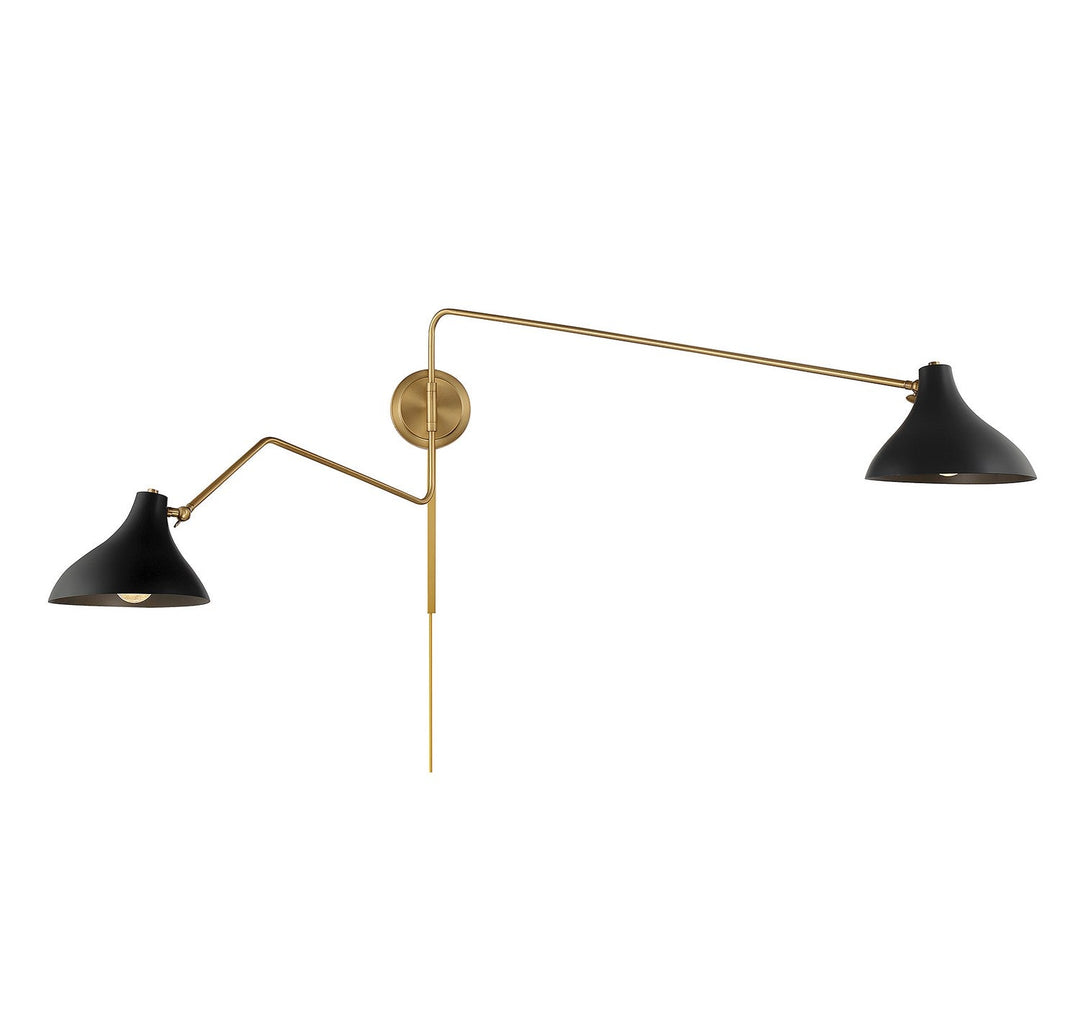 Meridian - M90088MBKNB - Two Light Wall Sconce - Matte Black with Natural Brass