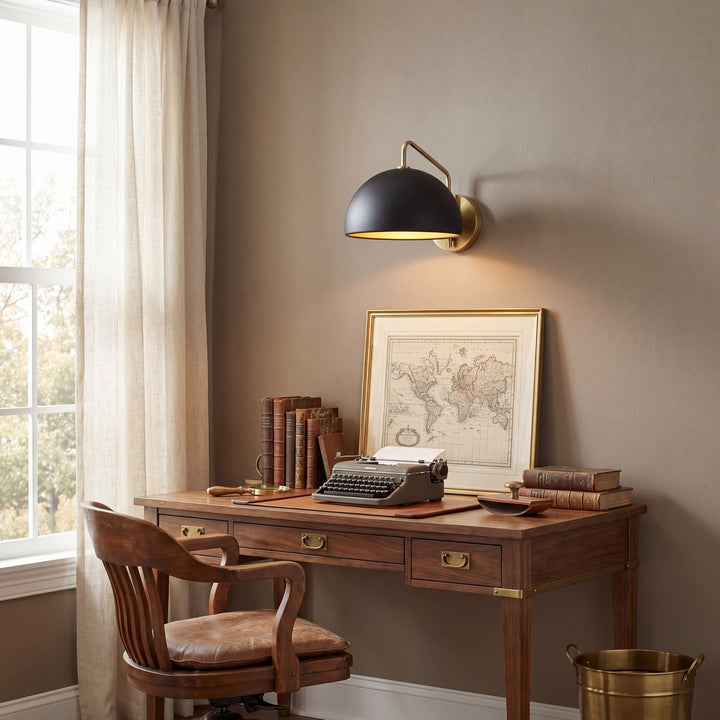 Meridian - M90094MBKNB - One Light Wall Sconce - Matte Black with Natural Brass