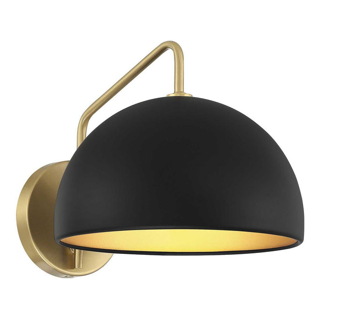 Meridian - M90094MBKNB - One Light Wall Sconce - Matte Black with Natural Brass