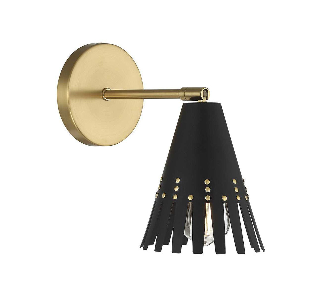 Meridian - M90103MBKNB - One Light Wall Sconce - Matte Black and Natural Brass