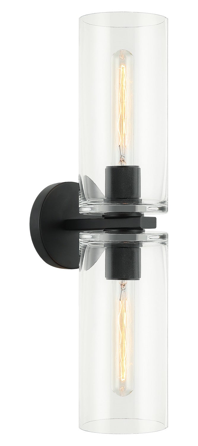 Lincoln Two Light Wall Sconce in Matte Black - available from The Lighting Shoppe, trusted by Canadian homeowners