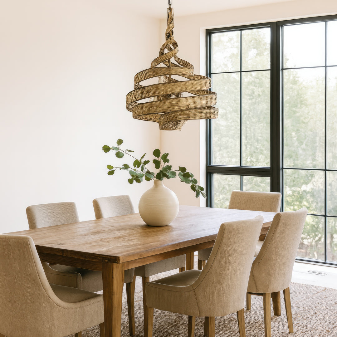 Varaluz - 240P06BTR - Six Light Pendant - Flow - Baguette/Natural Rattan