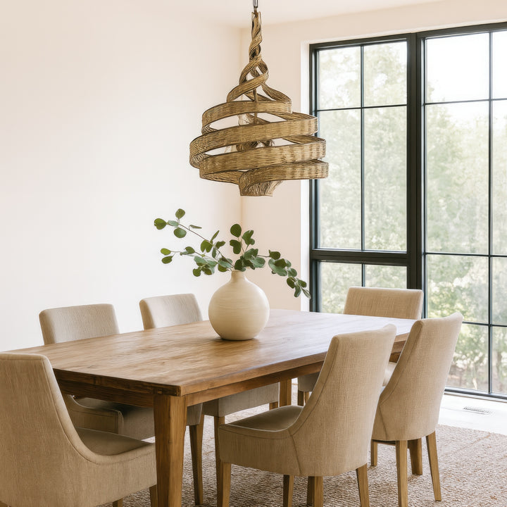 Varaluz - 240P06BTR - Six Light Pendant - Flow - Baguette/Natural Rattan