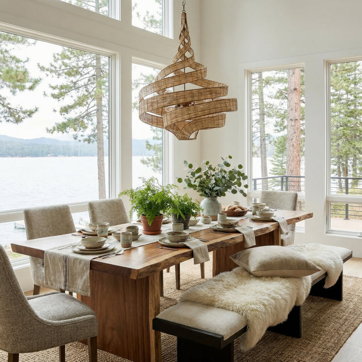 Varaluz - 240P06LBTR - Six Light Pendant - Flow - Baguette/Natural Rattan