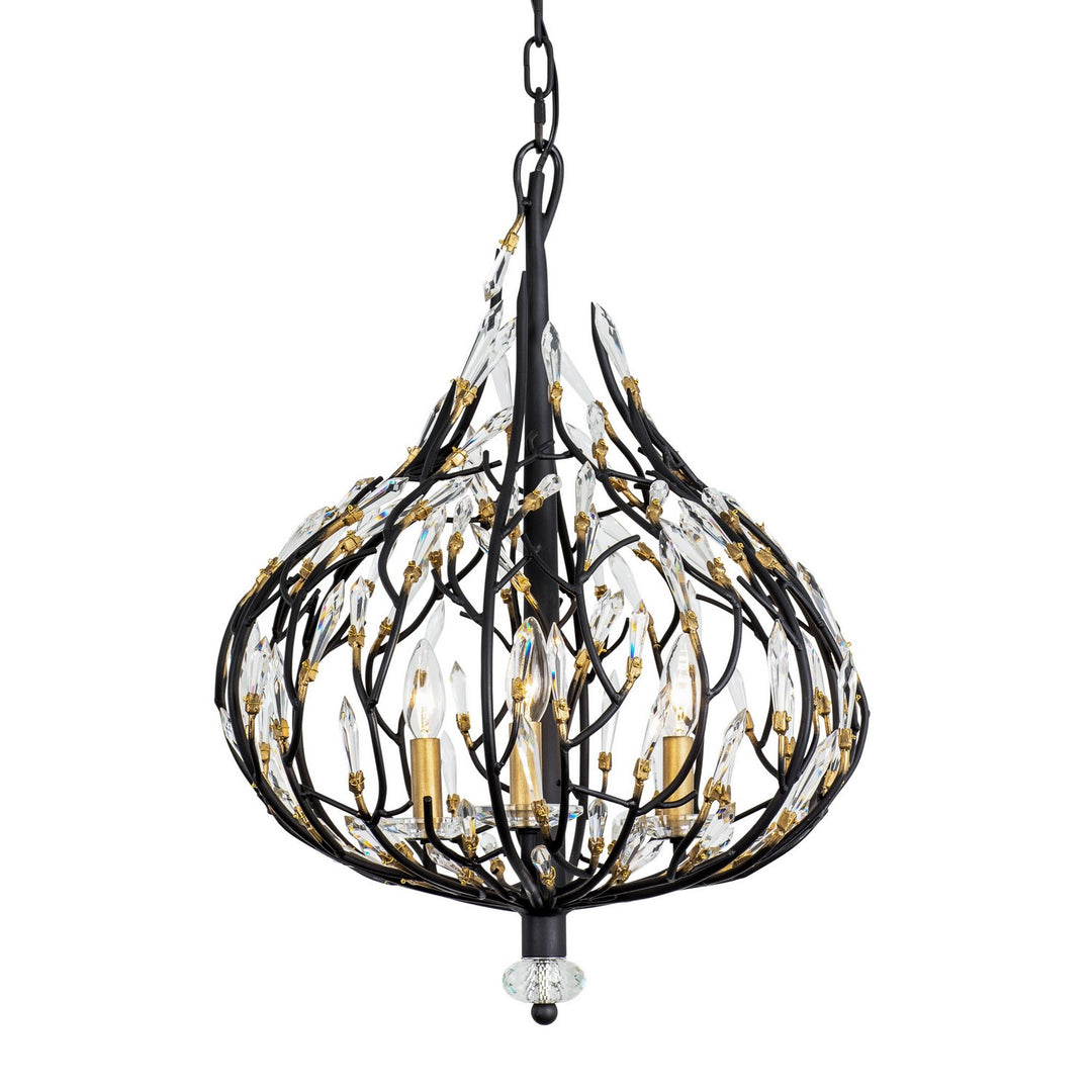Bask Three Light Pendant in Matte Black/French Gold - available from The Lighting Shoppe, trusted by Canadian homeowners