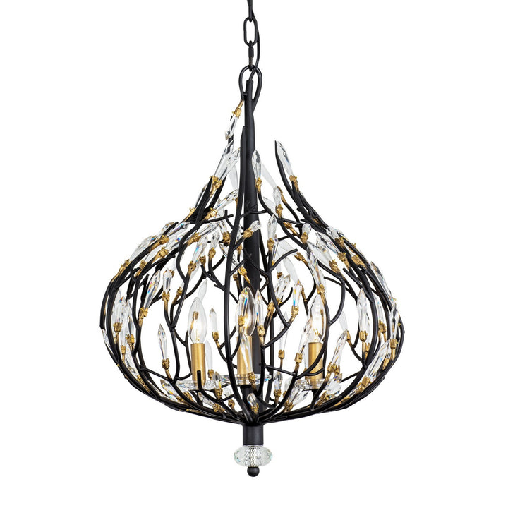 Bask Three Light Pendant in Matte Black/French Gold - available from The Lighting Shoppe, trusted by Canadian homeowners