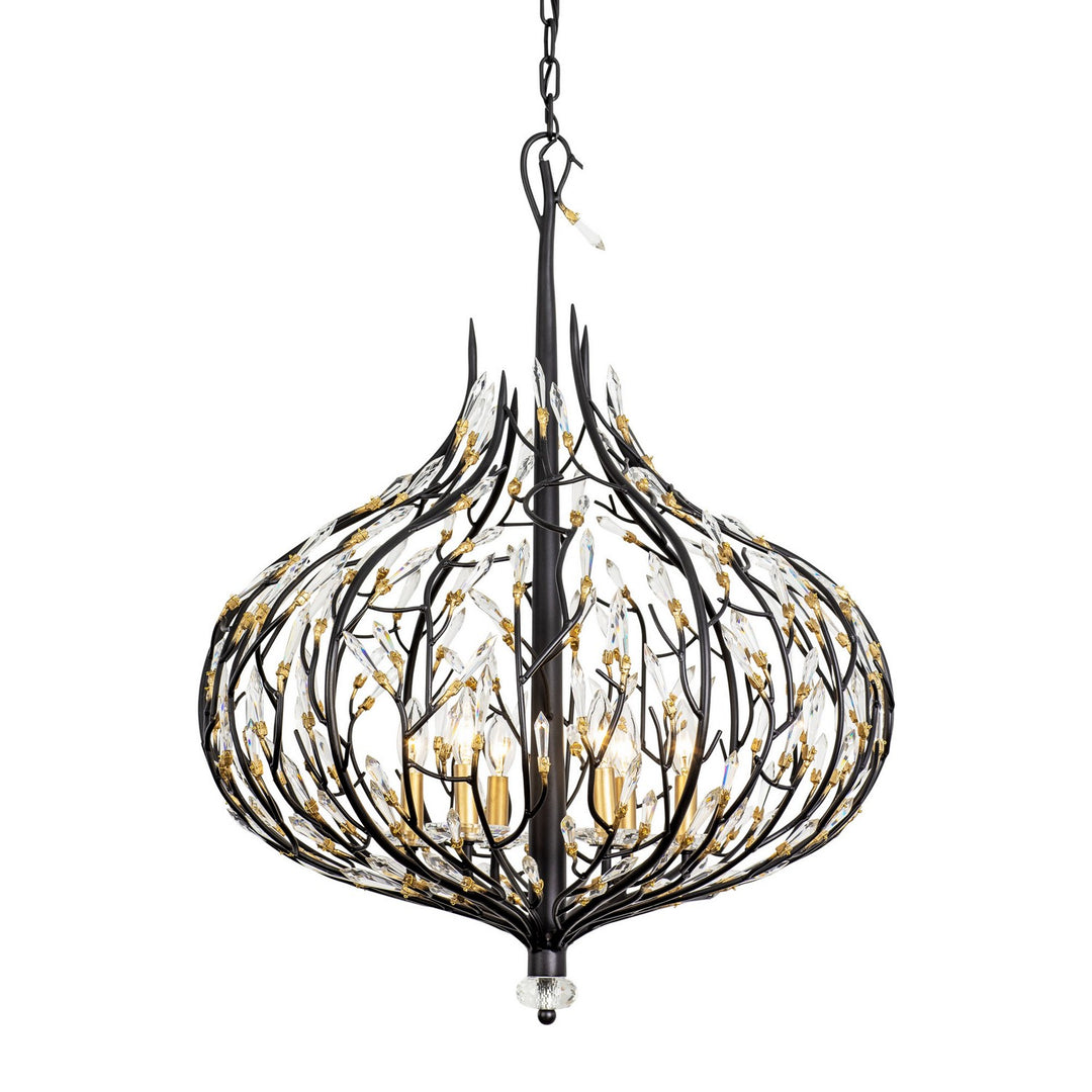Bask Six Light Pendant in Matte Black/French Gold - available from The Lighting Shoppe, trusted by Canadian homeowners