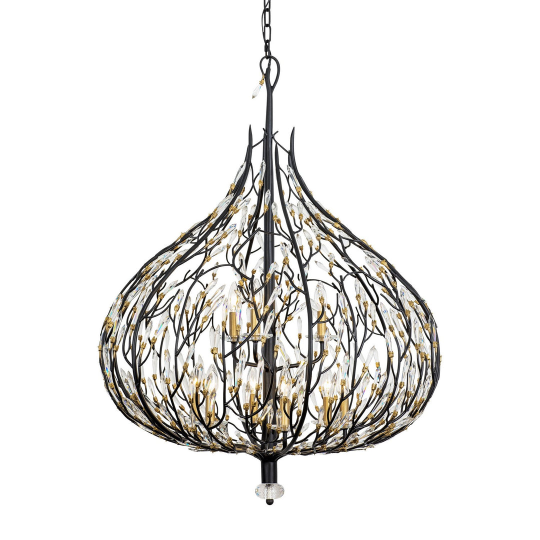 Bask Nine Light Pendant in Matte Black/French Gold - available from The Lighting Shoppe, trusted by Canadian homeowners