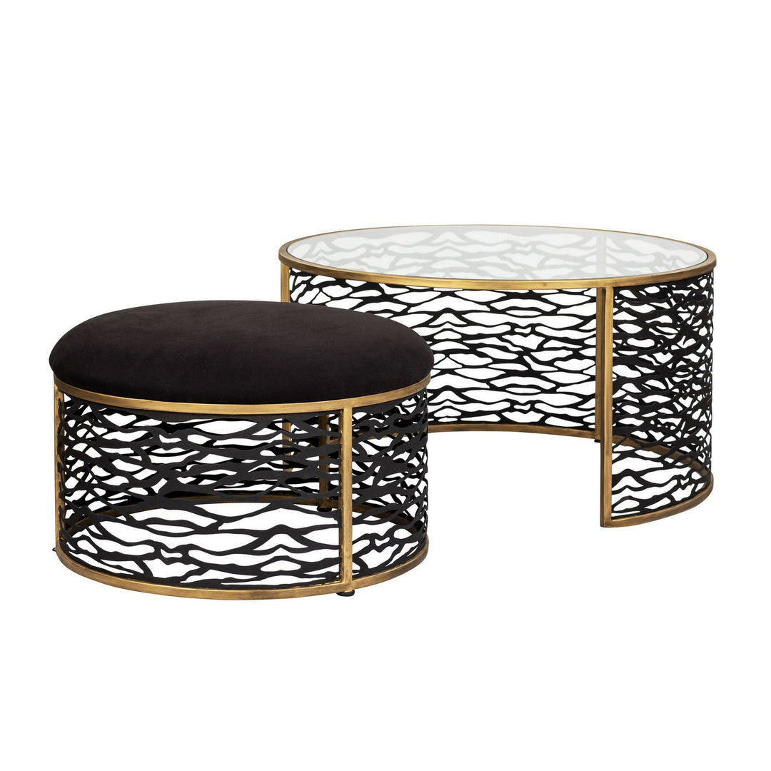 Kato Coffee Table and Ottoman in Havana Gold/Carbon - available from The Lighting Shoppe, trusted by Canadian homeowners