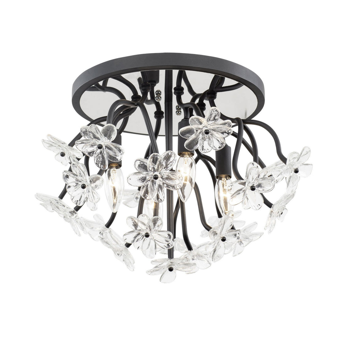 Wildflower Four Light Semi-Flush Mount in Matte Black - available from The Lighting Shoppe, trusted by Canadian homeowners