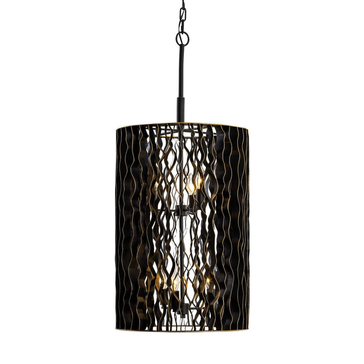Estela Six Light Foyer Pendant in Matte Black/French Gold - available from The Lighting Shoppe, trusted by Canadian homeowners