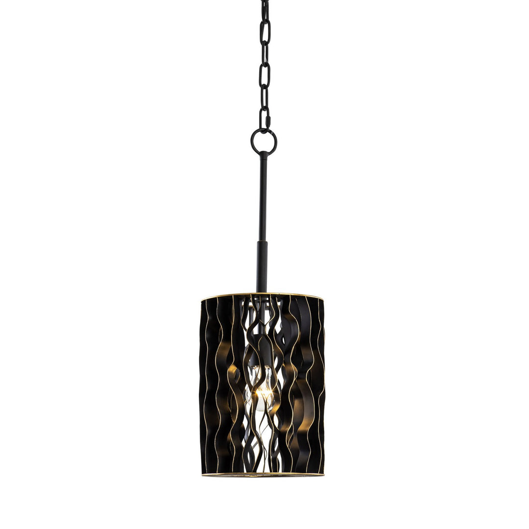 Estela One Light Mini Pendant in Matte Black/French Gold - available from The Lighting Shoppe, trusted by Canadian homeowners