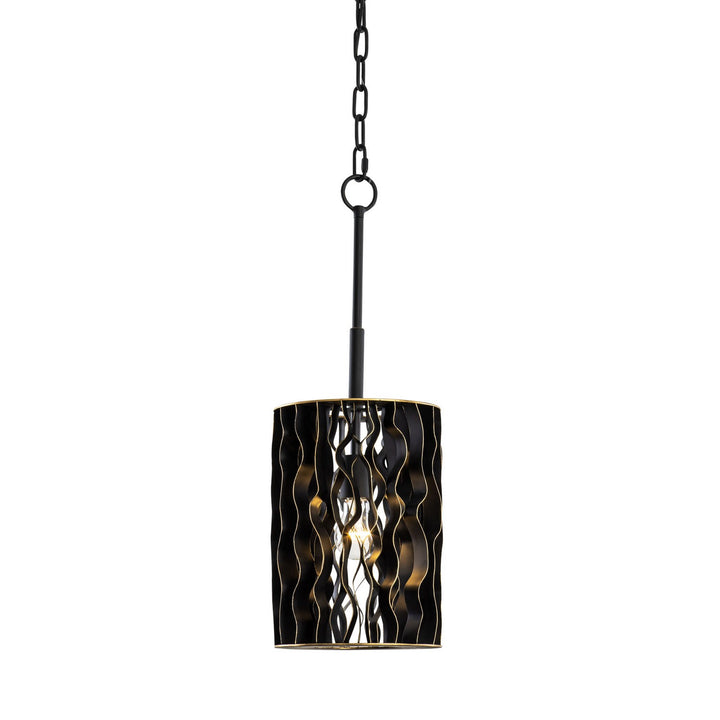 Estela One Light Mini Pendant in Matte Black/French Gold - available from The Lighting Shoppe, trusted by Canadian homeowners