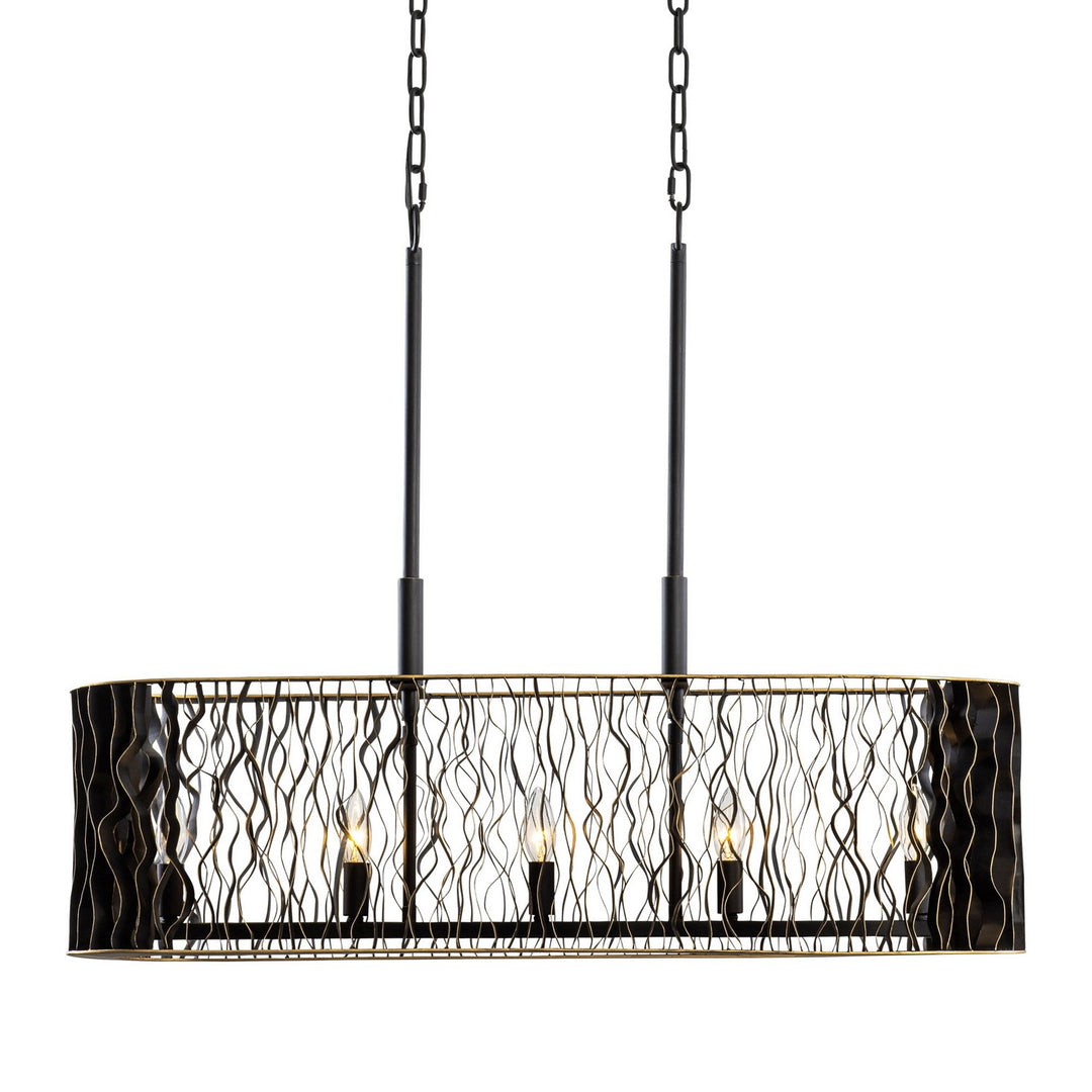 Estela Five Light Linear Pendant in Matte Black/French Gold - available from The Lighting Shoppe, trusted by Canadian homeowners