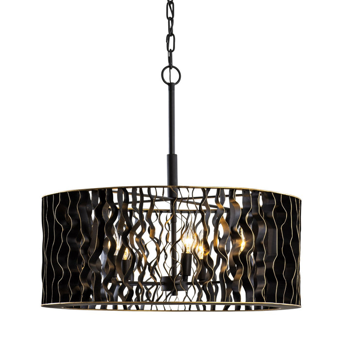 Estela Five Light Pendant in Matte Black/French Gold - available from The Lighting Shoppe, trusted by Canadian homeowners