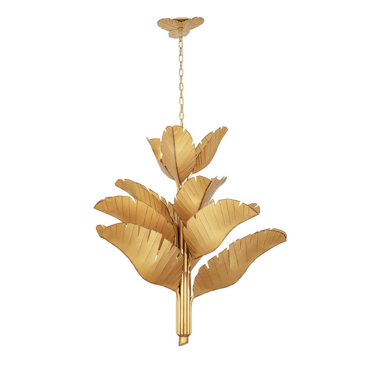 Banana Leaf 12 Light Chandelier in Gold - available from The Lighting Shoppe, trusted by Canadian homeowners