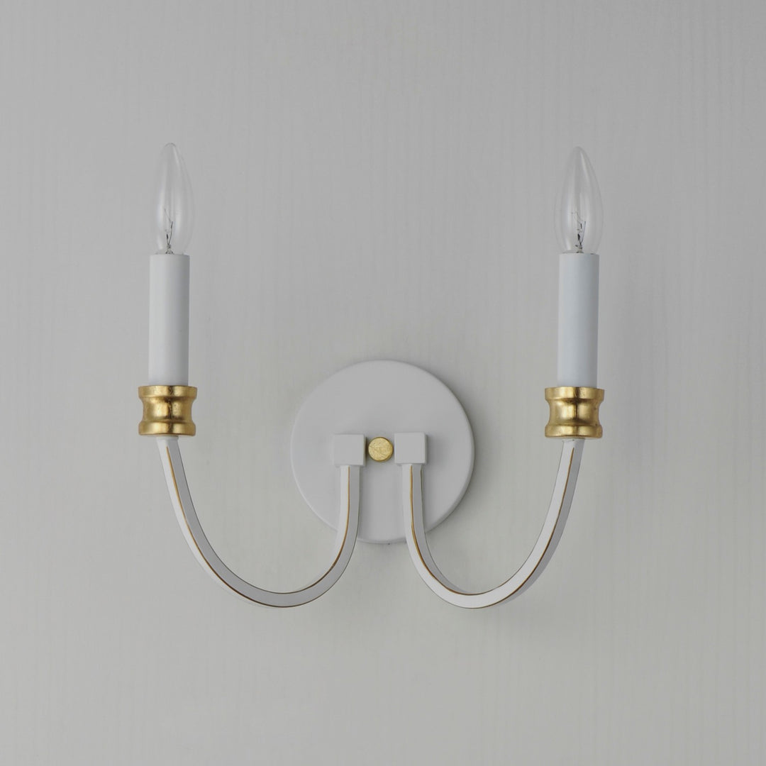 Maxim - 11372WWTGL - Two Light Wall Sconce - Charlton - Weathered White/Gold Leaf