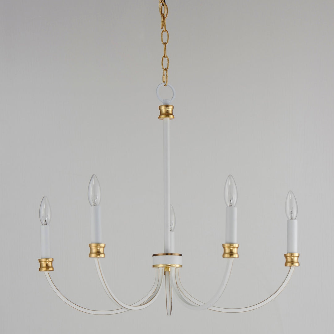 Maxim - 11375WWTGL - Five Light Chandelier - Charlton - Weathered White/Gold Leaf