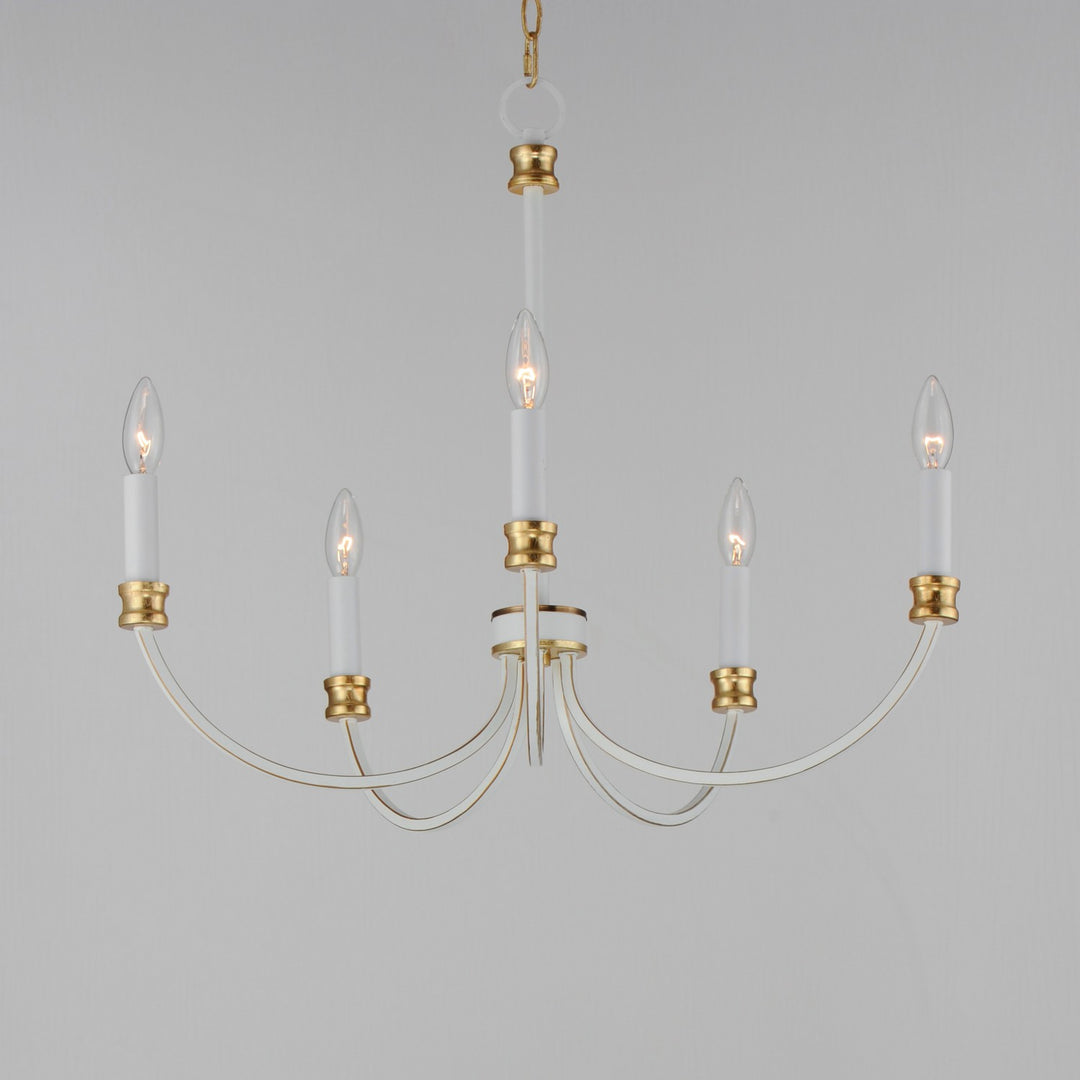 Maxim - 11375WWTGL - Five Light Chandelier - Charlton - Weathered White/Gold Leaf