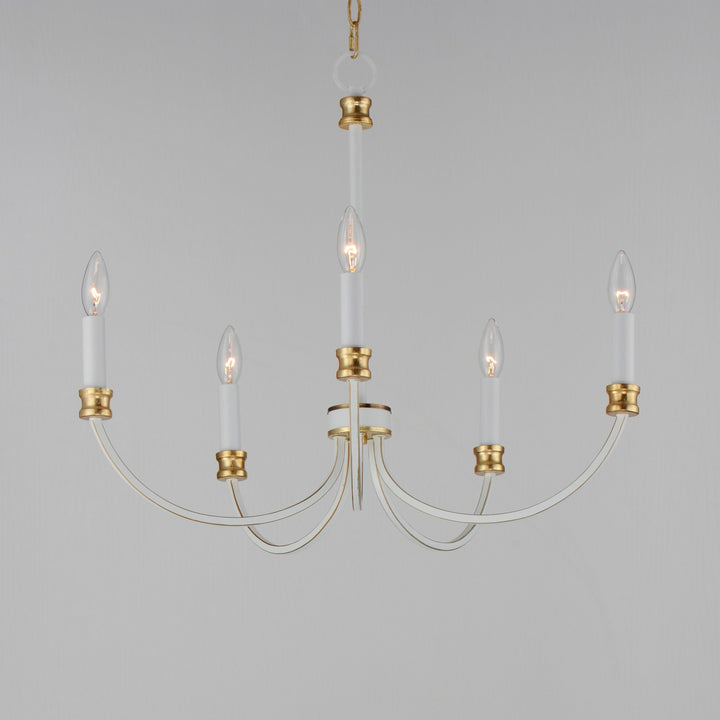 Maxim - 11375WWTGL - Five Light Chandelier - Charlton - Weathered White/Gold Leaf