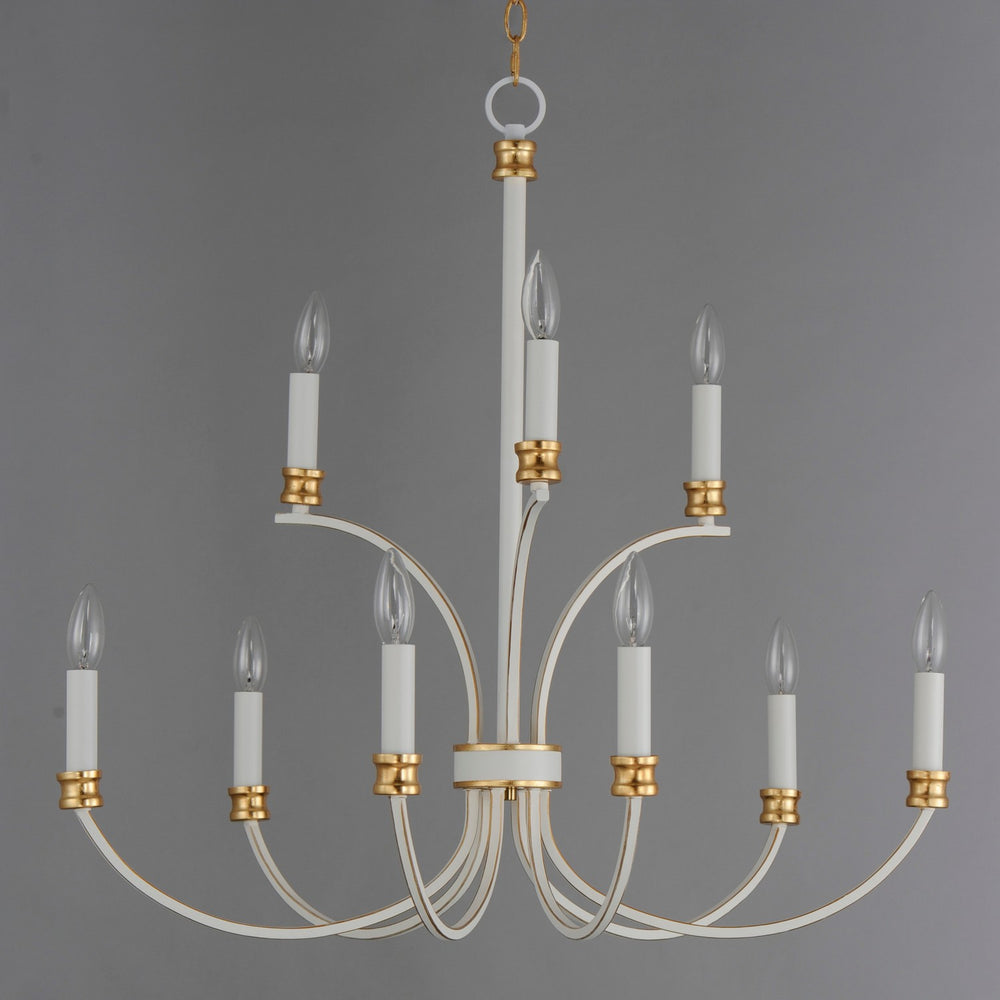 Maxim - 11377WWTGL - Nine Light Chandelier - Charlton - Weathered White/Gold Leaf