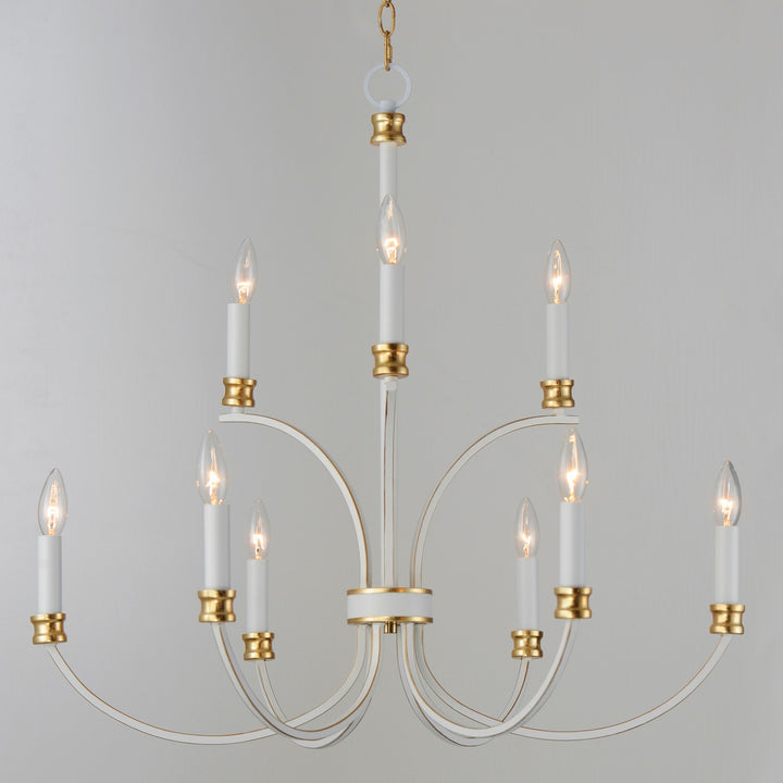 Maxim - 11377WWTGL - Nine Light Chandelier - Charlton - Weathered White/Gold Leaf