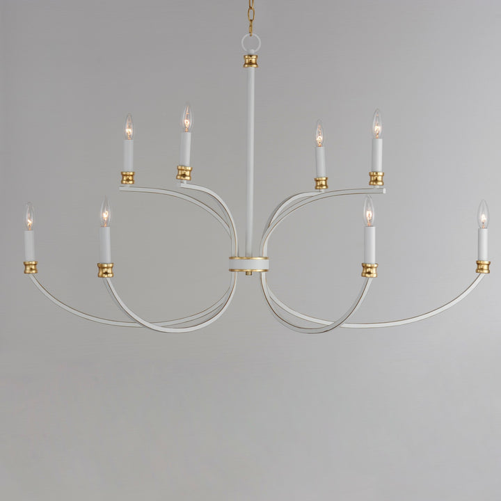 Maxim - 11378WWTGL - Eight Light Chandelier - Charlton - Weathered White/Gold Leaf