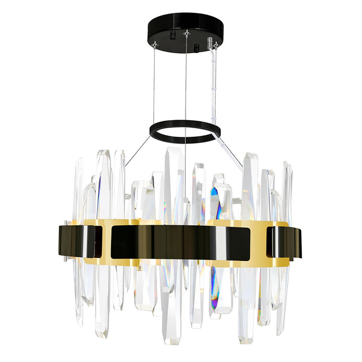 Aya LED Chandelier in Pearl Black & Titanium Gold - available from The Lighting Shoppe, trusted by Canadian homeowners