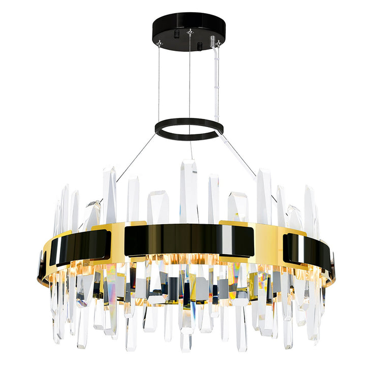 Aya LED Chandelier in Pearl Black & Titanium Gold - available from The Lighting Shoppe, trusted by Canadian homeowners