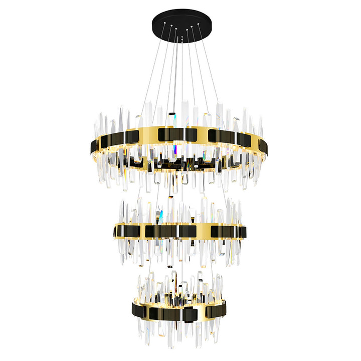 Aya LED Chandelier in Pearl Black & Titanium Gold - available from The Lighting Shoppe, trusted by Canadian homeowners
