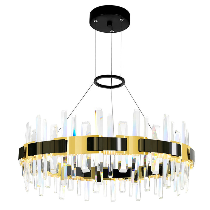 Aya LED Chandelier in Pearl Black & Titanium Gold - available from The Lighting Shoppe, trusted by Canadian homeowners