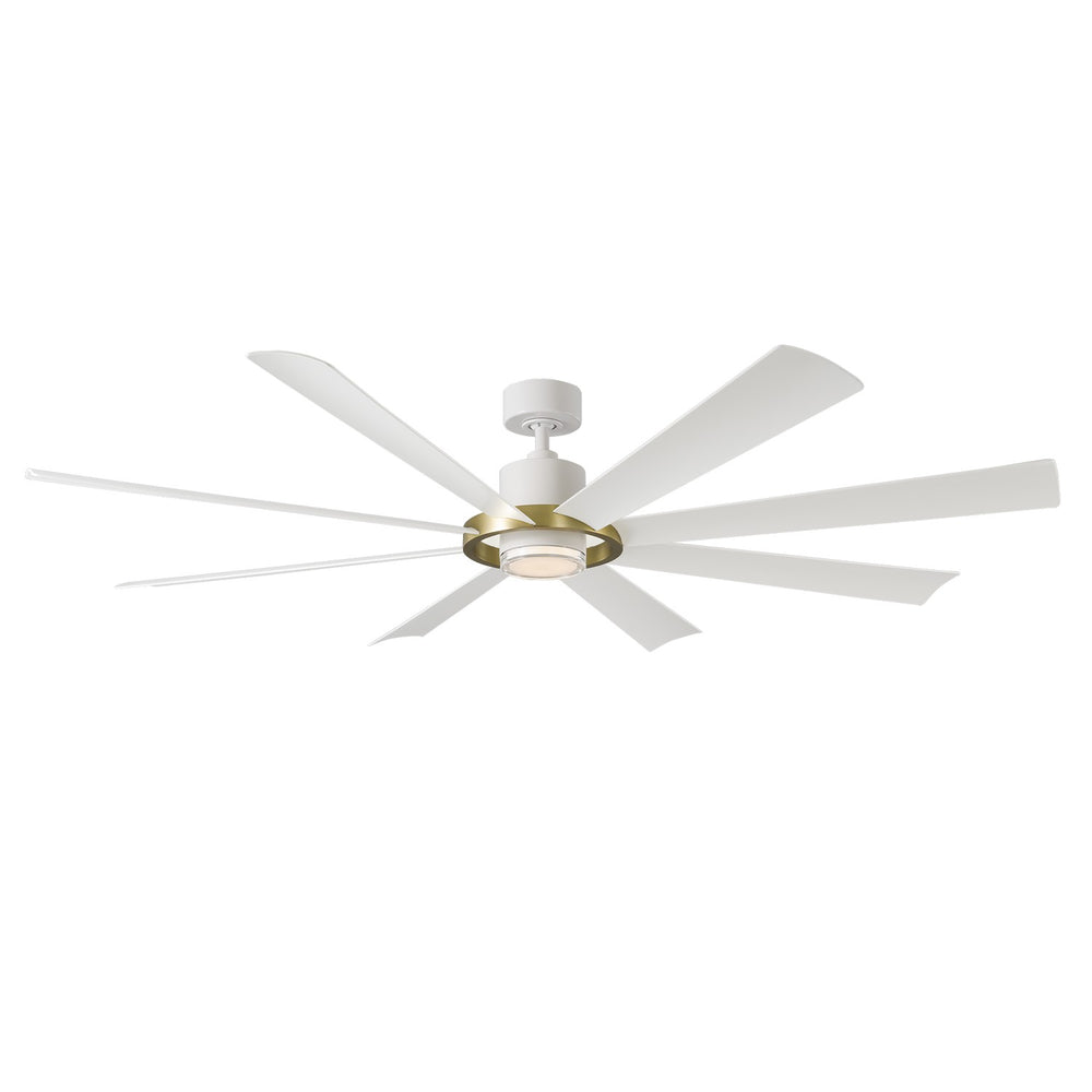 Aura 72"Ceiling Fan in Soft Brass/Matte White - available from The Lighting Shoppe, trusted by Canadian homeowners