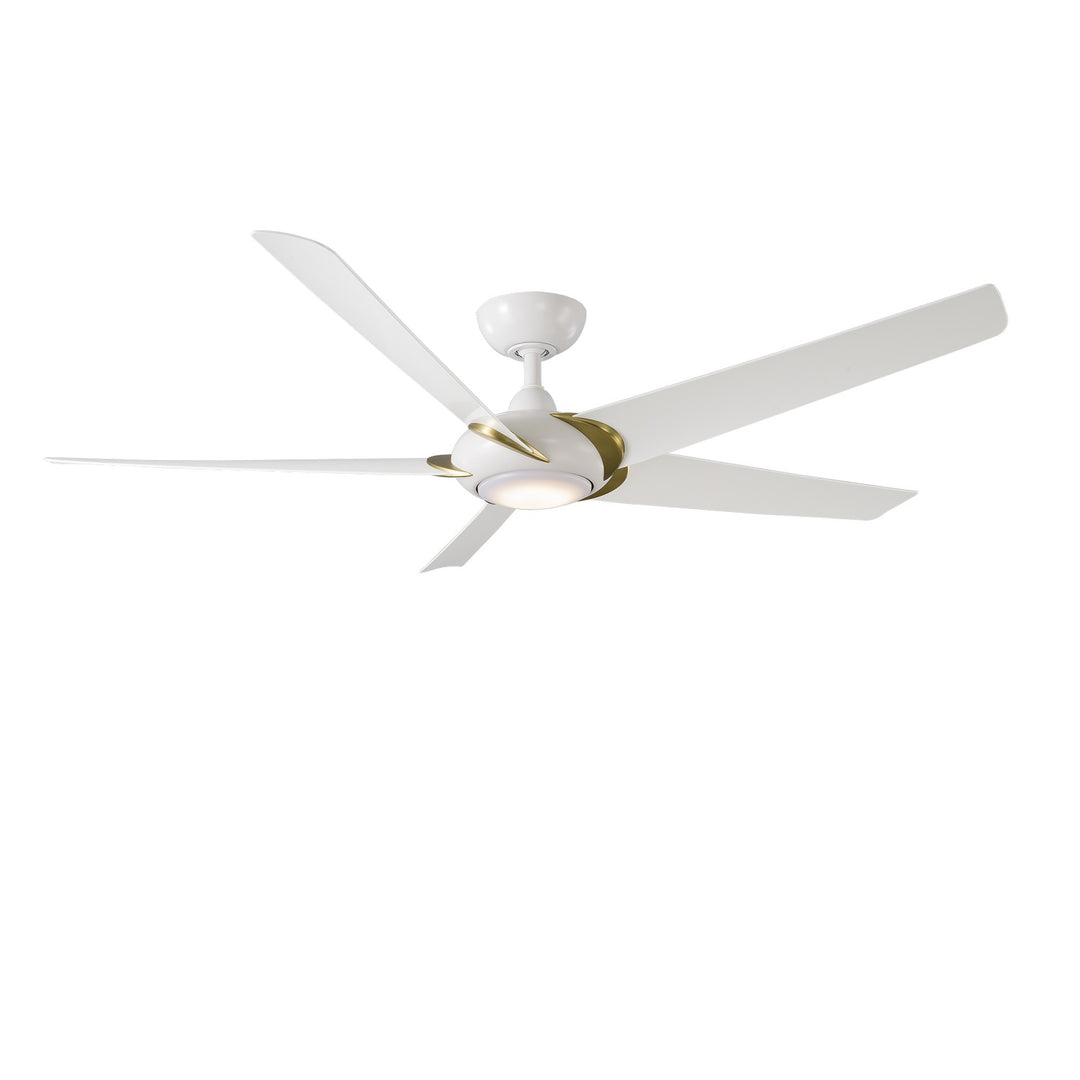 Lucid 62"Ceiling Fan in Soft Brass Arms/Matte White - available from The Lighting Shoppe, trusted by Canadian homeowners