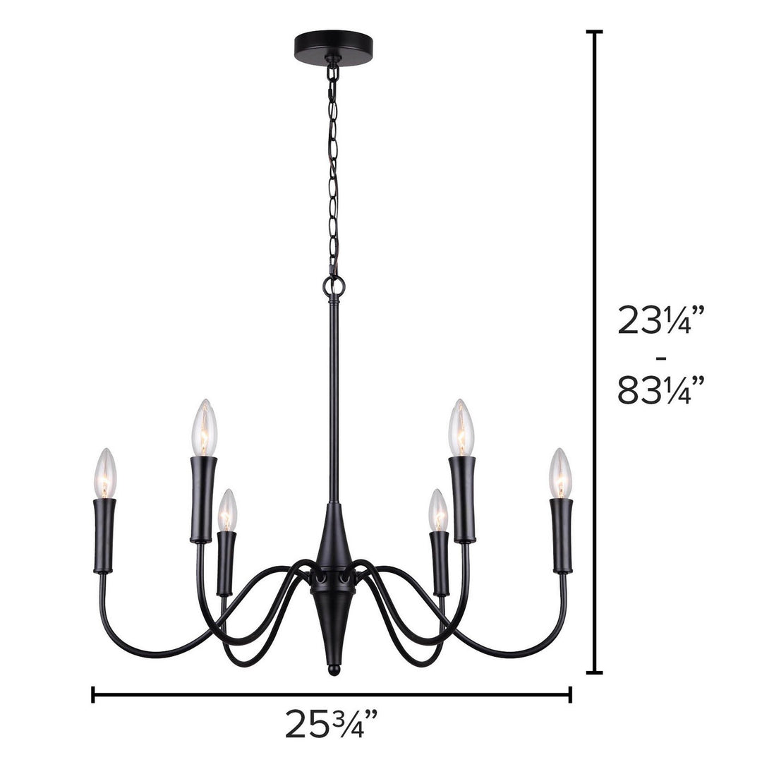 Canarm Canada - ICH1103A06BK - Six Light Chandelier - Brielle - Matte Black