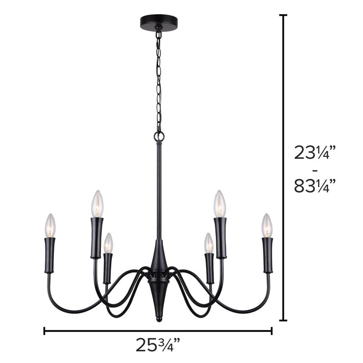 Canarm Canada - ICH1103A06BK - Six Light Chandelier - Brielle - Matte Black