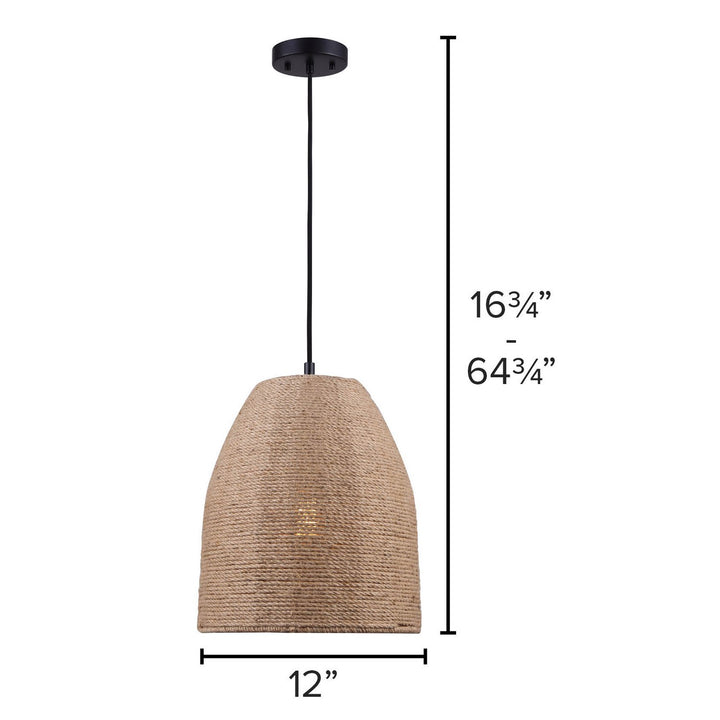 Canarm Canada - IPL785B01BKR - One Light Pendant - Aubrie - Matte Black/Rope Color