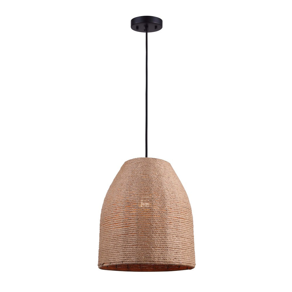 Aubrie One Light Pendant in Matte Black/Rope Color - available from The Lighting Shoppe, trusted by Canadian homeowners