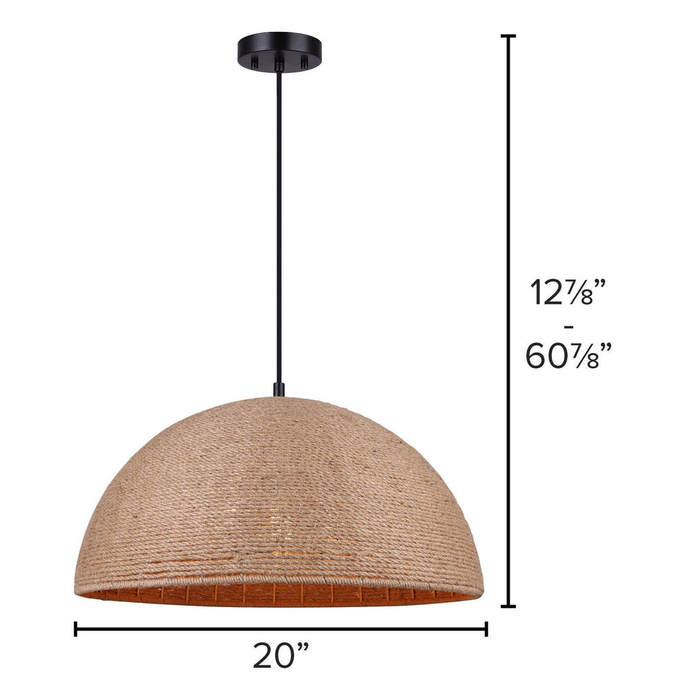 Canarm Canada - IPL785B03BKR20 - Three Light Pendant - Aubrie - Matte Black/Rope Color