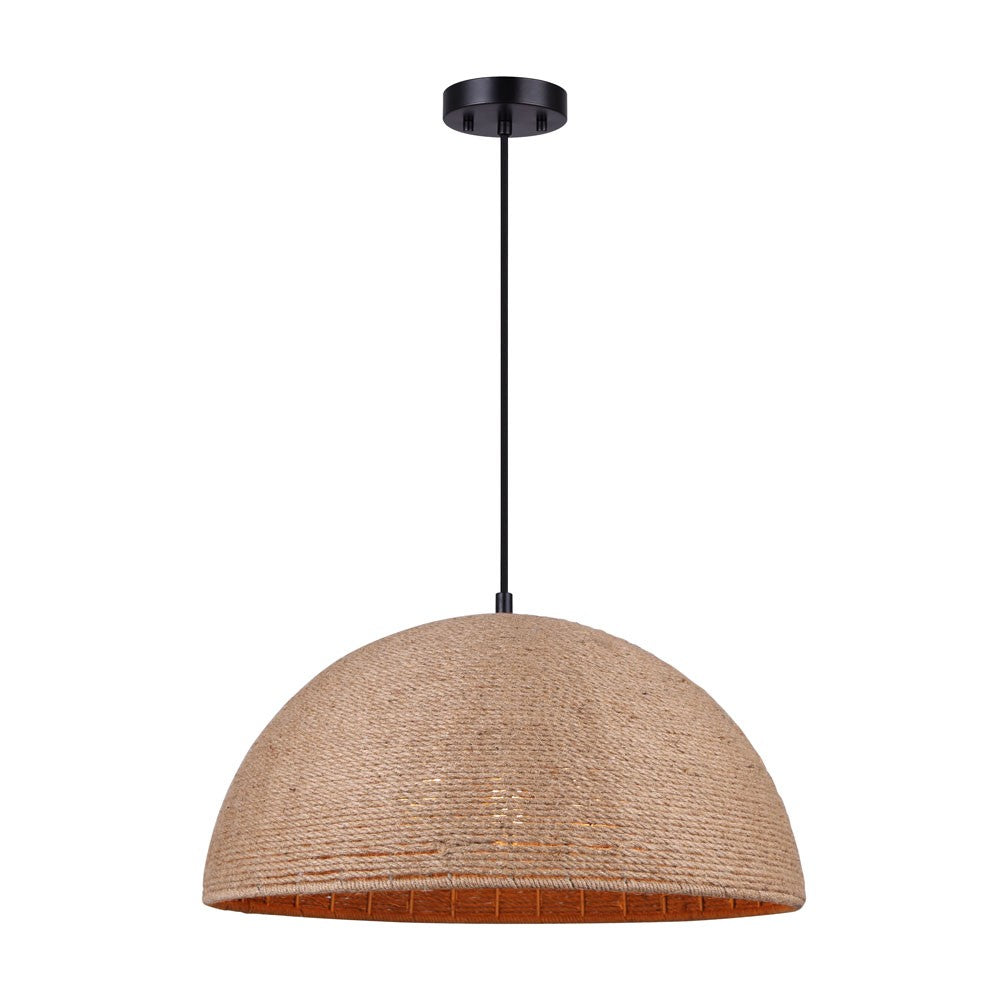 Aubrie Three Light Pendant in Matte Black/Rope Color - available from The Lighting Shoppe, trusted by Canadian homeowners