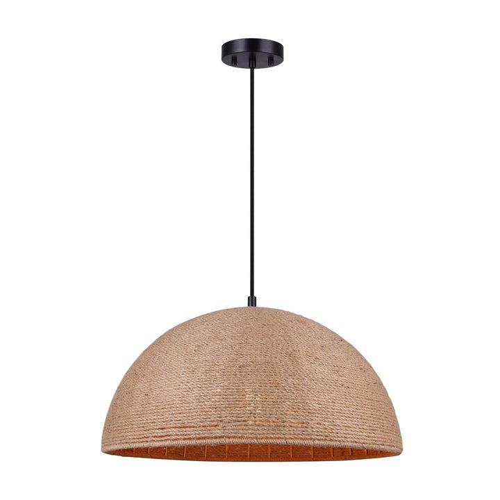 Aubrie Three Light Pendant in Matte Black/Rope Color - available from The Lighting Shoppe, trusted by Canadian homeowners