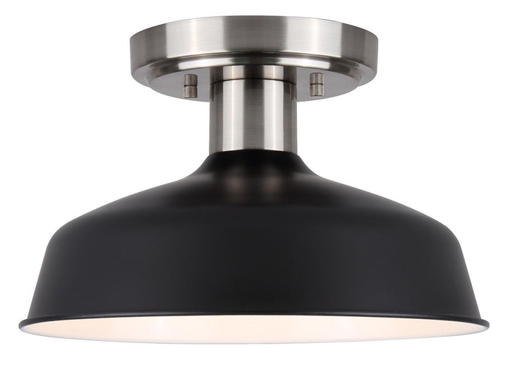 Bello One Light Semi-Flush Mount in Brushed Nickel/Matte Black - available from The Lighting Shoppe, trusted by Canadian homeowners