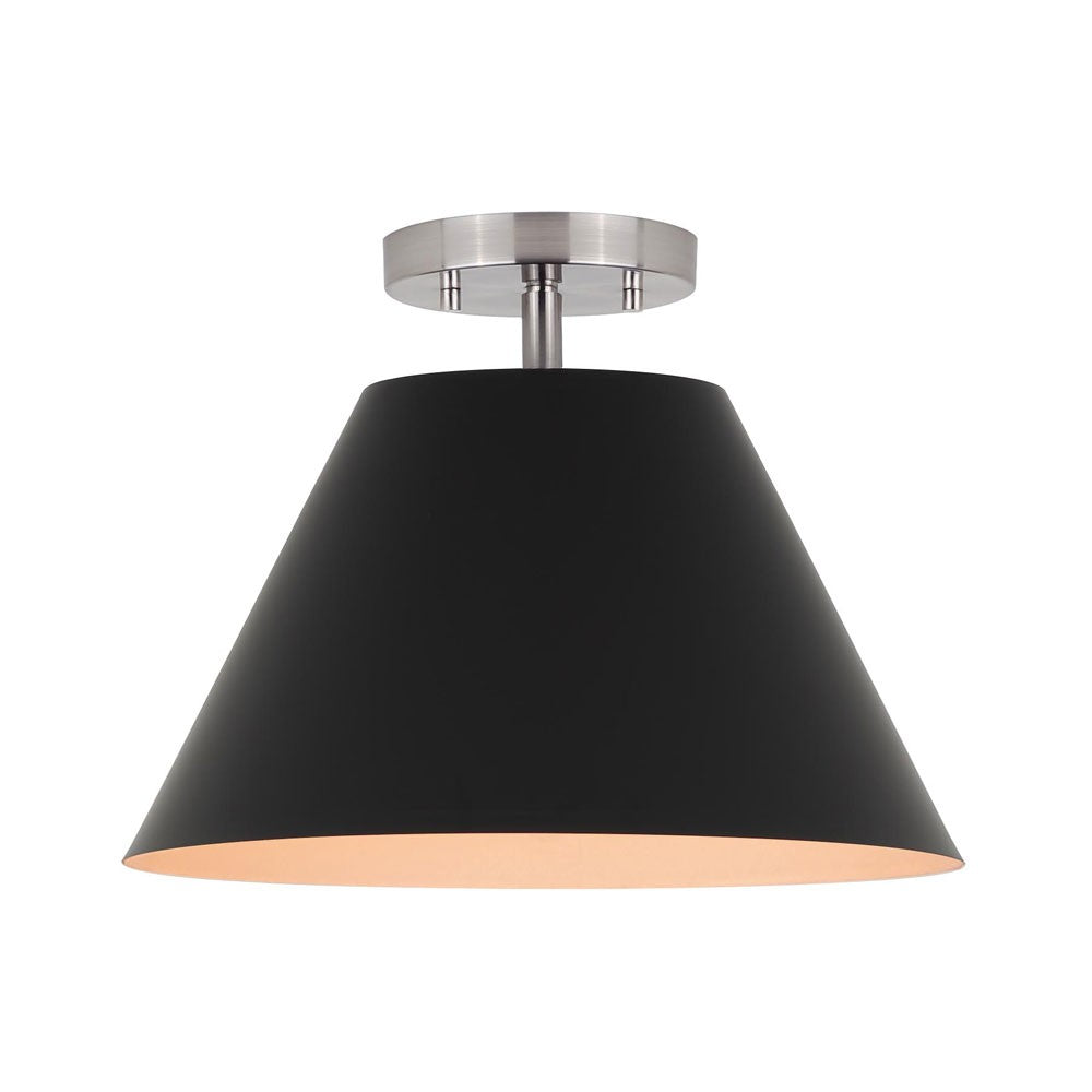 Talia One Light Semi Flush Mount in Brushed Nickel/Matte Black - available from The Lighting Shoppe, trusted by Canadian homeowners
