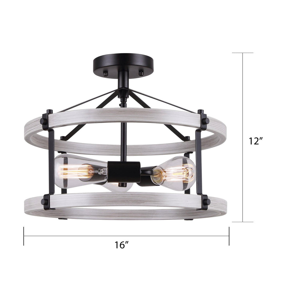 Canarm Canada - ISF1094A03BBG - Three Light Semi Flush Mount - Joelle - Black/Brushed Grey