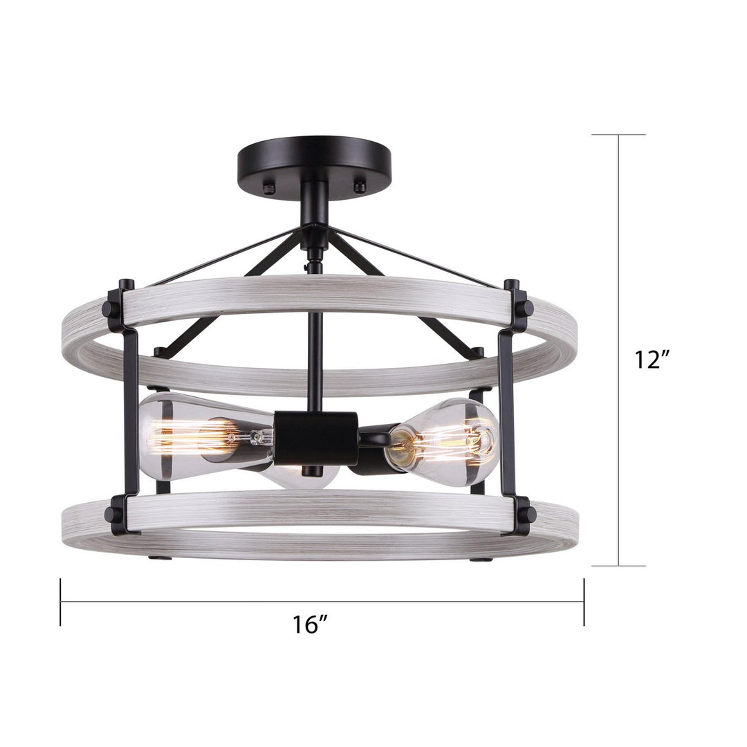 Canarm Canada - ISF1094A03BBG - Three Light Semi Flush Mount - Joelle - Black/Brushed Grey