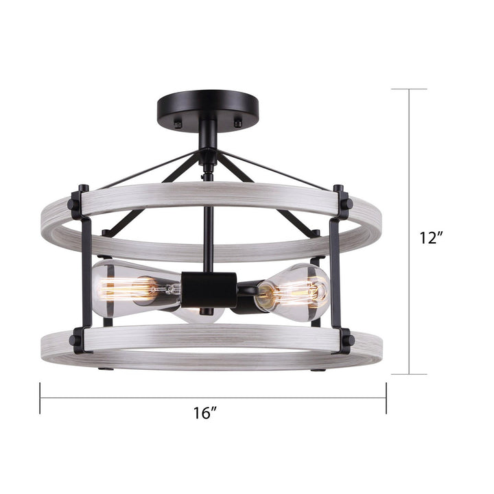 Canarm Canada - ISF1094A03BBG - Three Light Semi Flush Mount - Joelle - Black/Brushed Grey