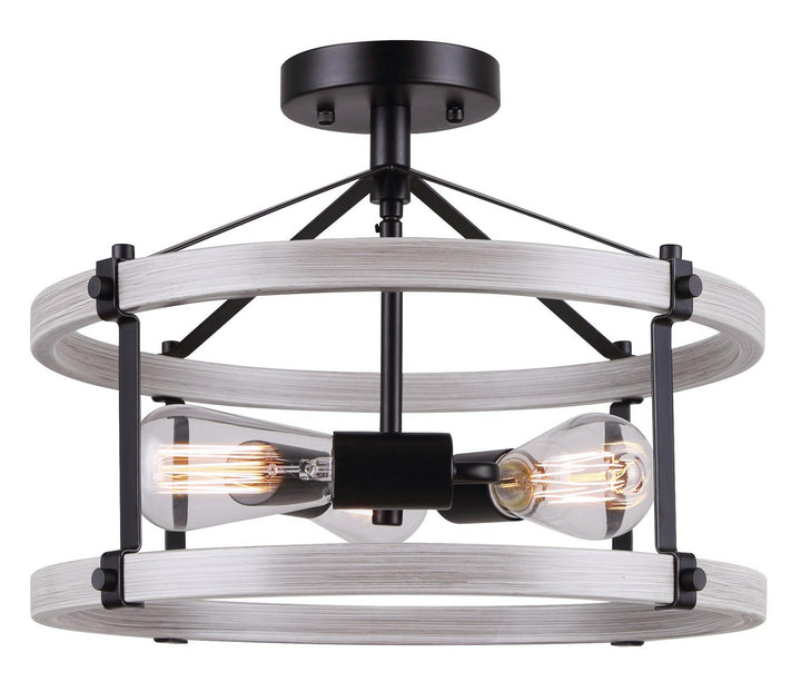 Joelle Three Light Semi Flush Mount in Black/Brushed Grey - available from The Lighting Shoppe, trusted by Canadian homeowners