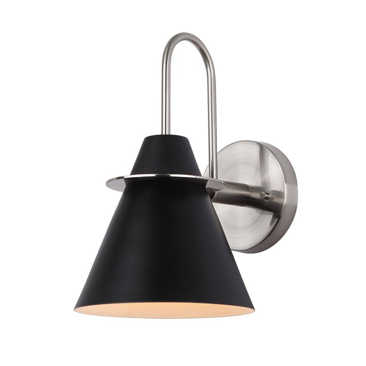 Talia One Light Vanity in Brushed Nickel/Matte Black - available from The Lighting Shoppe, trusted by Canadian homeowners
