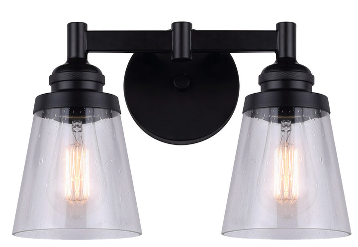Declan Two Light Vanity in Matte Black - available from The Lighting Shoppe, trusted by Canadian homeowners