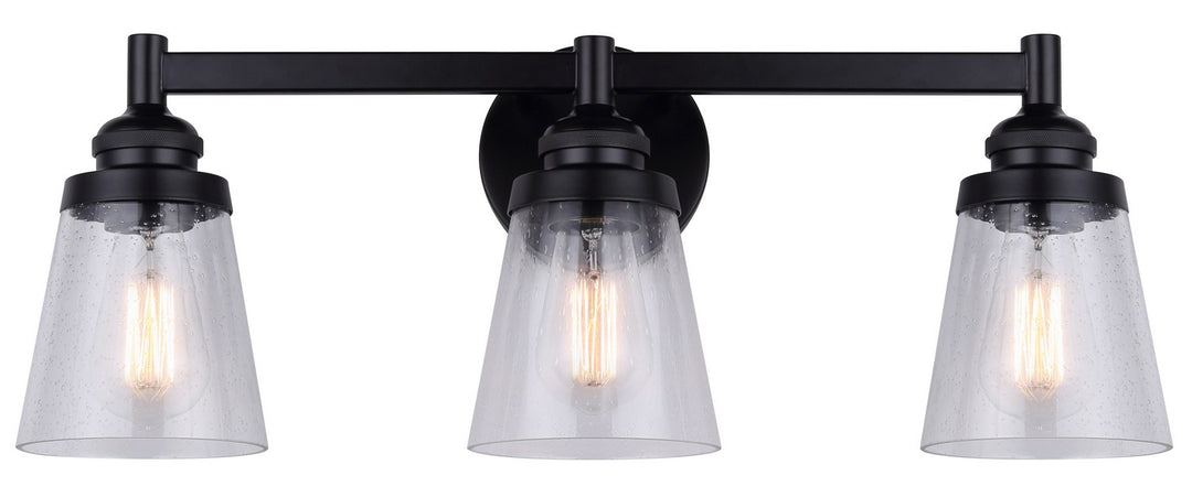 Declan Three Light Vanity in Matte Black - available from The Lighting Shoppe, trusted by Canadian homeowners